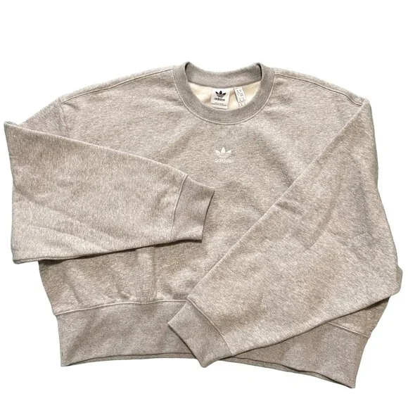 Adidas NWT Womans Light Gray Cropped Sweatshirt - Picture 2 of 5